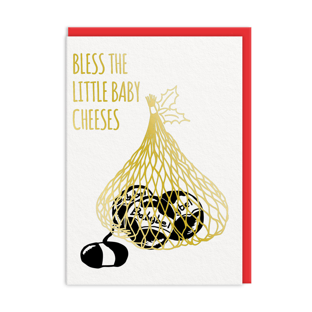 Bless The Baby Cheeses Funny Christmas Card by penny black