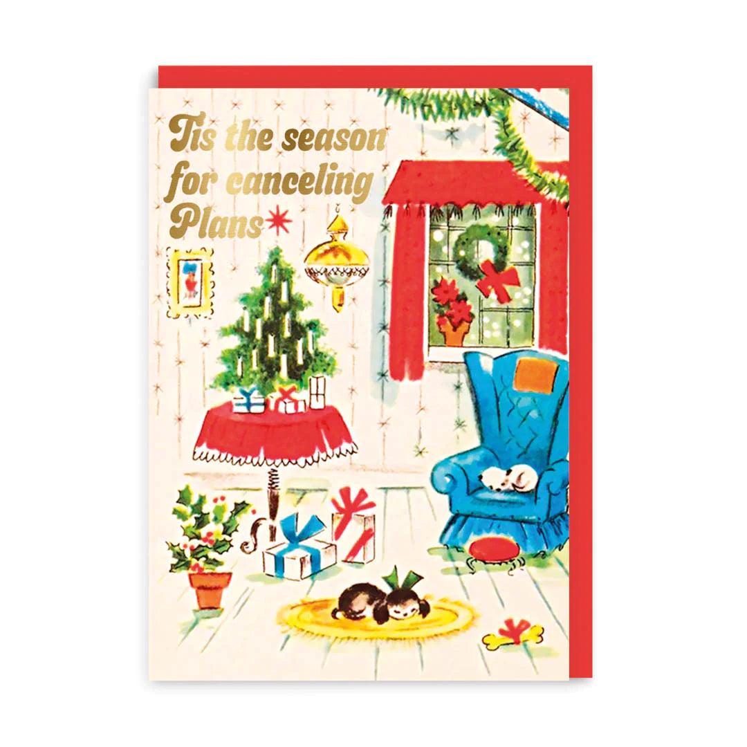 Cancelling Plans Retro Funny Christmas Card by Penny Black