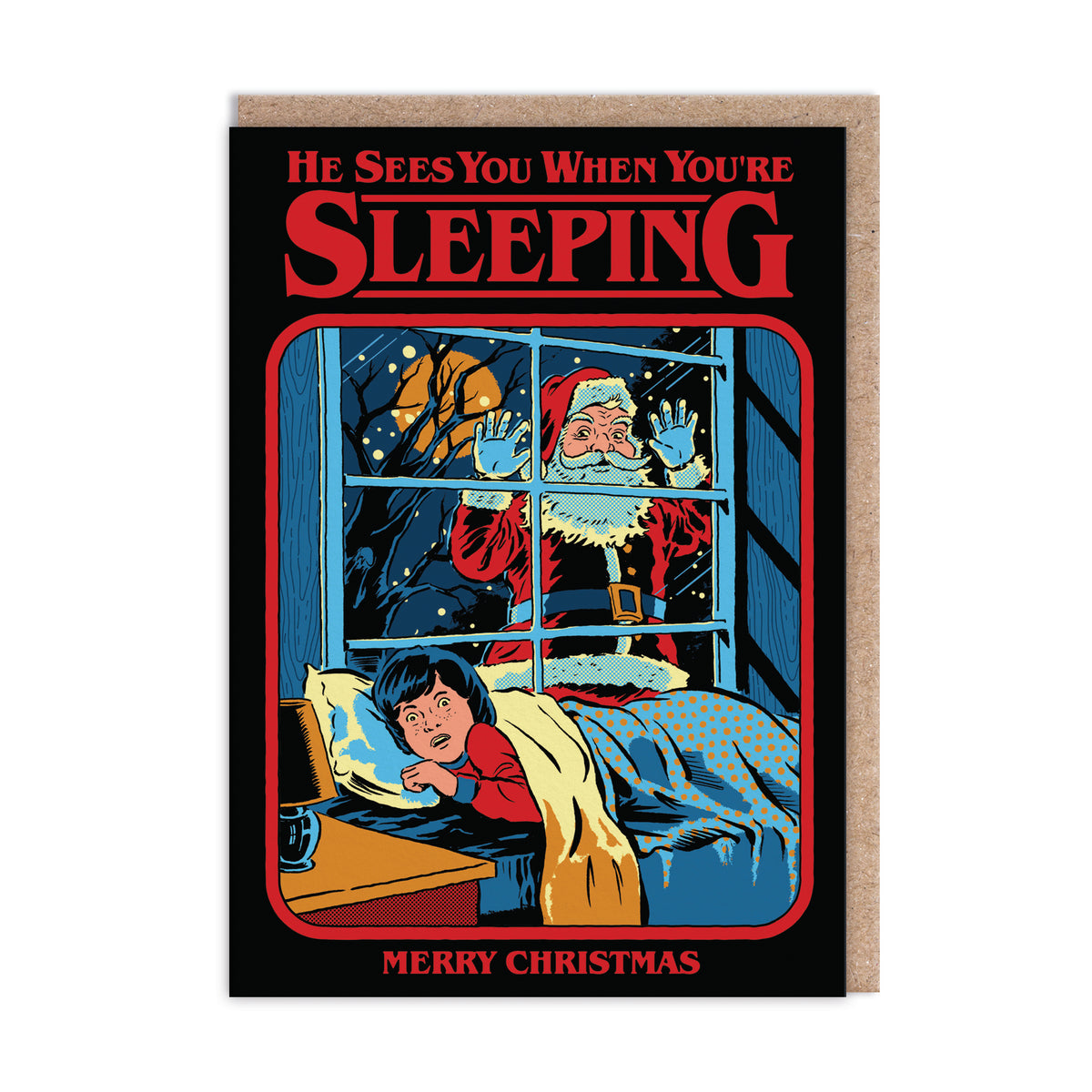 Steven Rhodes Funny Christmas Card Set 9 Pack - He sees you when you&#39;re sleeping design by penny black