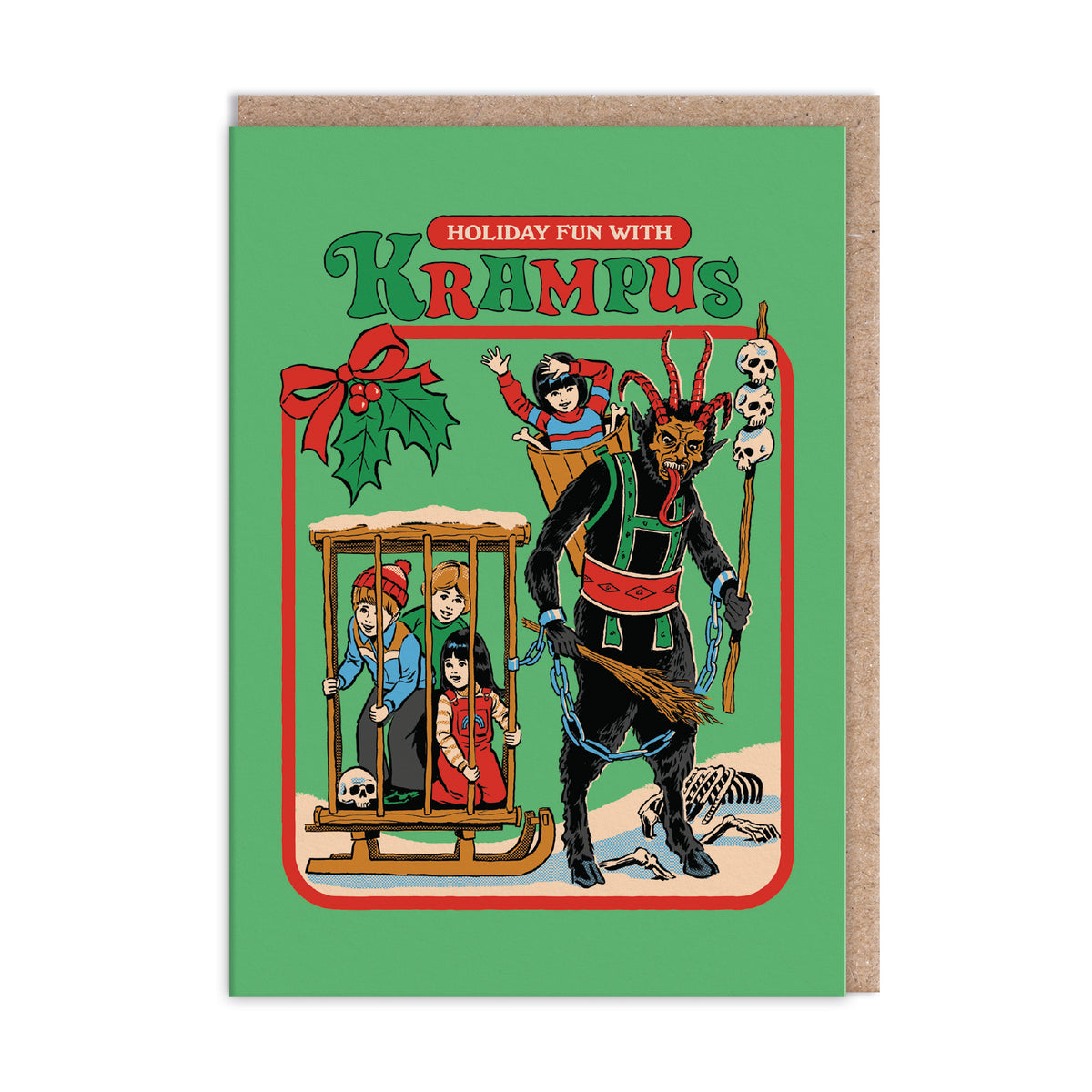 Steven Rhodes Funny Christmas Card Set 9 Pack - holiday fun with krampus design by penny black