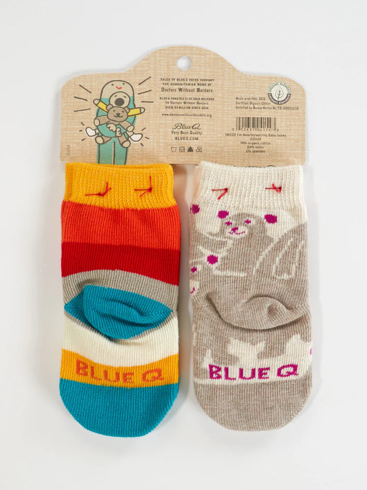 For Fresh Little Feet Blue Q Baby Socks 2pk - back view by penny black