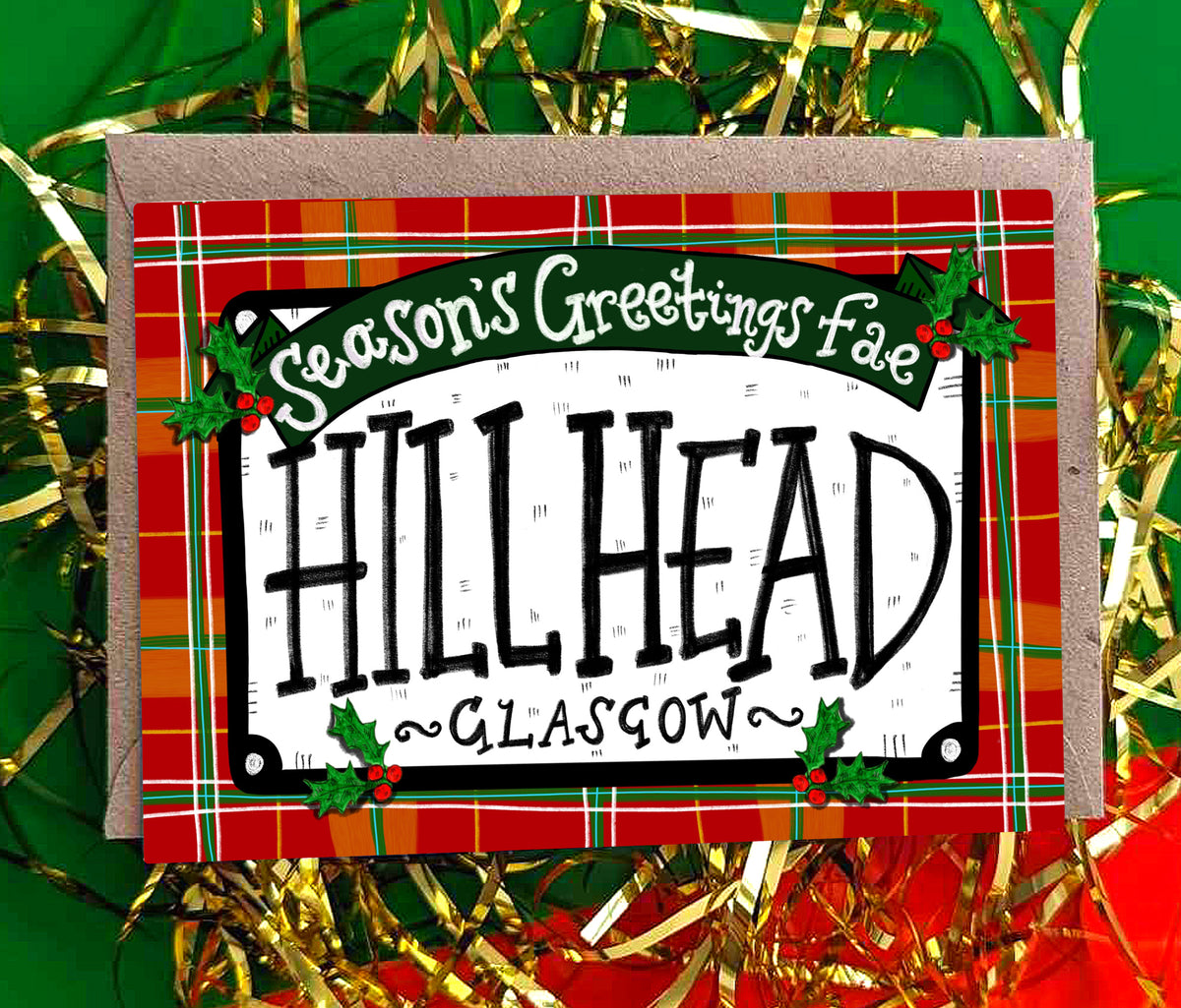 Seasons Greetings Fae Hillhead Scottish Christmas Card by penny black