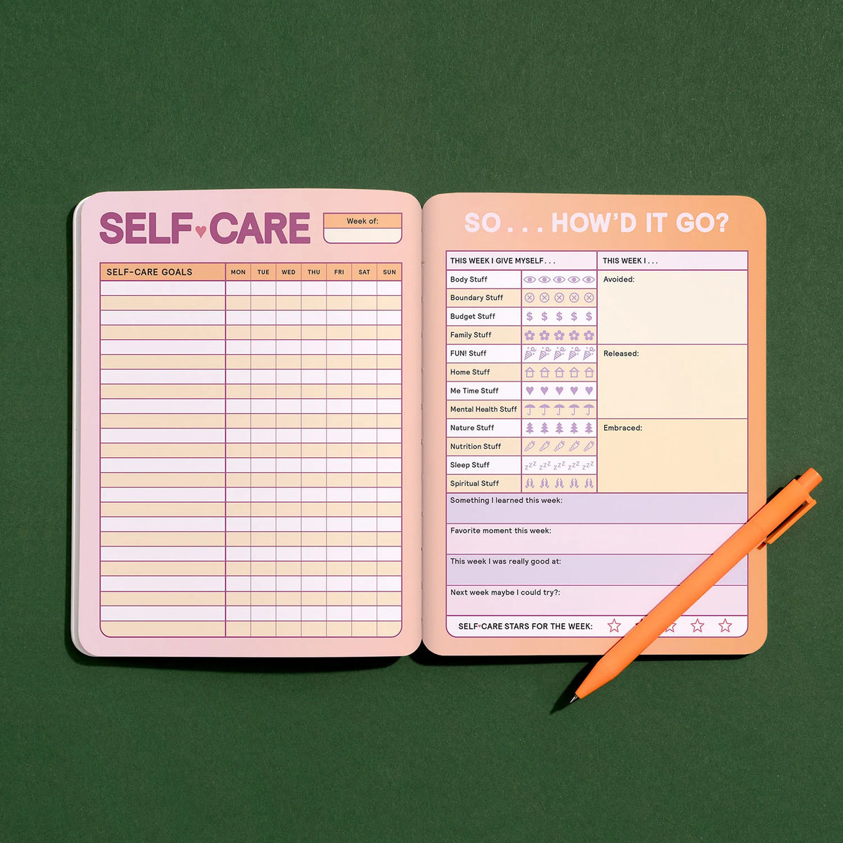 Self-Caring Myself - Guided Habit Builder &amp; Tracker - inside view by penny black