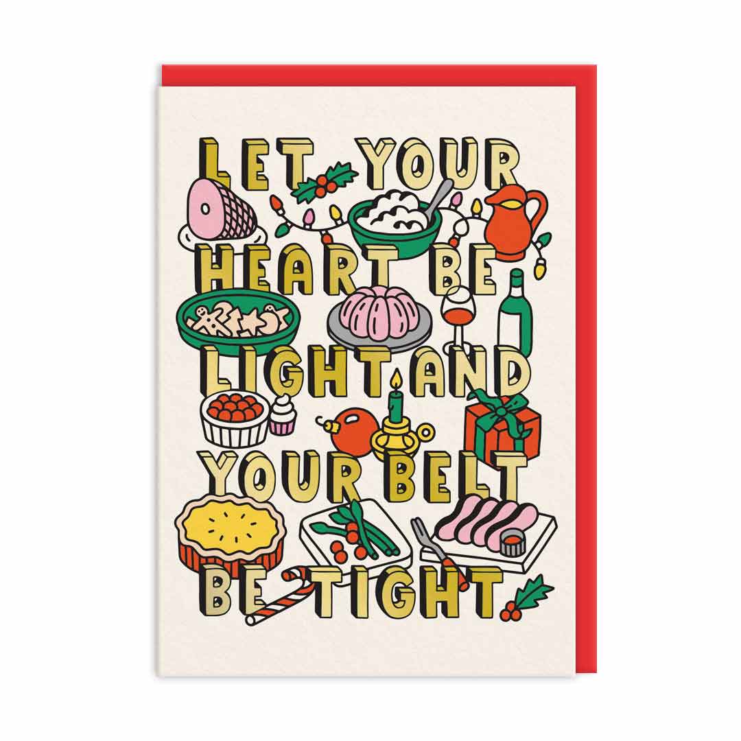 Heart Light Belt Tight Funny Christmas Card by penny black