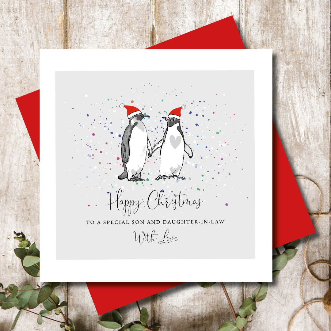 Penguin Couple Son &amp; Daughter-in-Law Christmas Card by penny black