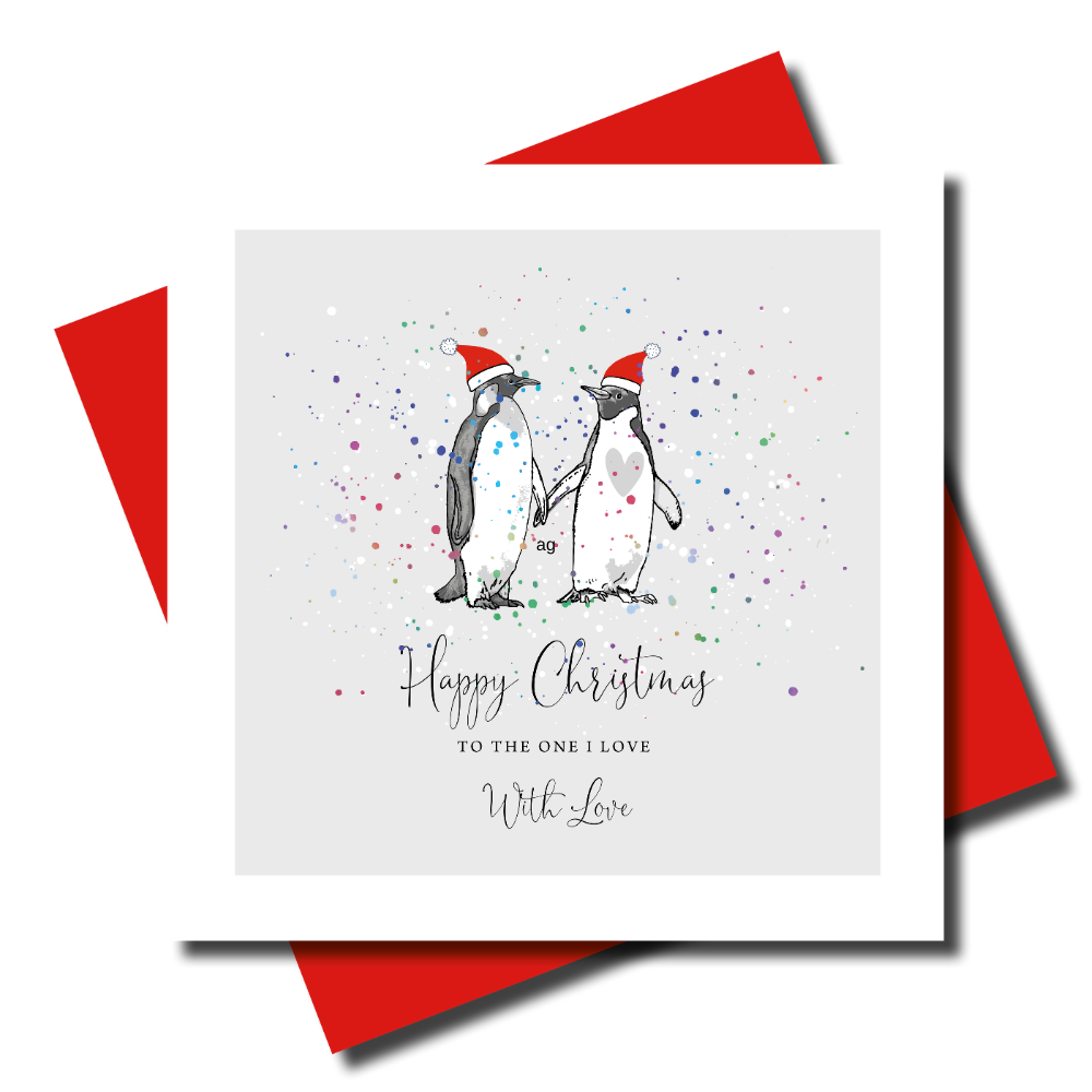 Penguin Couple One I Love Christmas Card by penny black