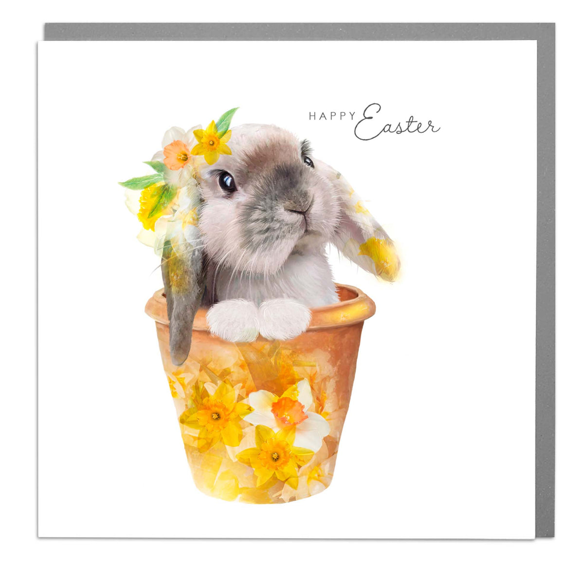 Floral Potted Bunny Photographic Easter Card by penny black