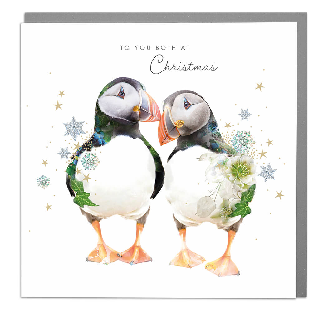 Loving Puffins Both of You Christmas Card by penny black