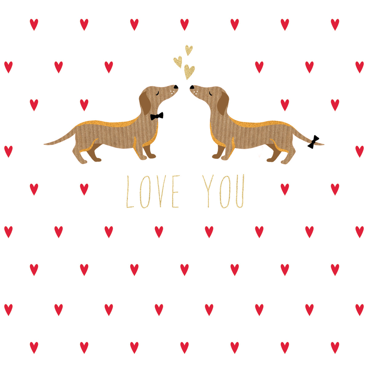 Love You Sausage Dog Kiss Valentine Card by penny black