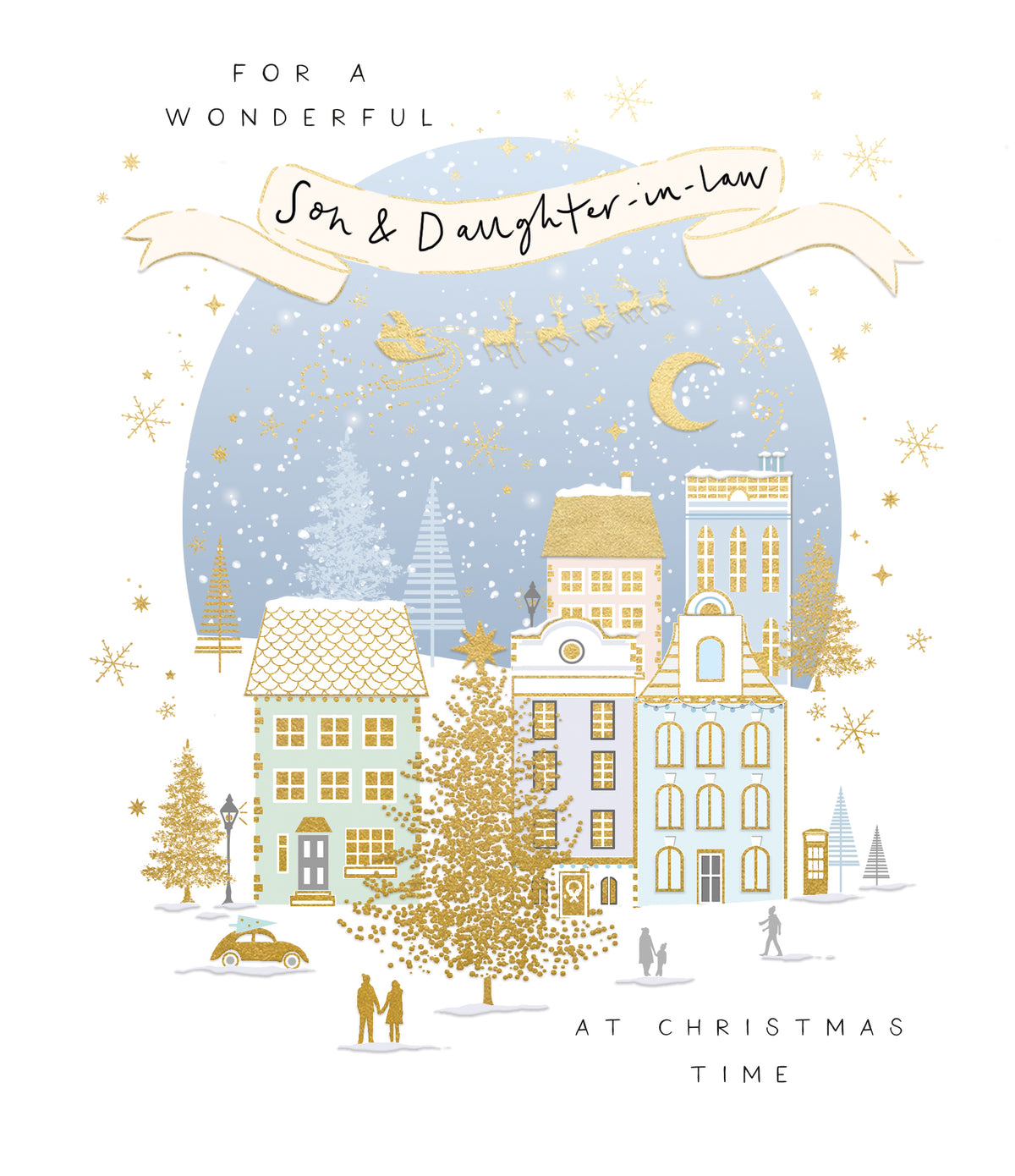 Snowy Town Son &amp; Daughter-in-Law Christmas Card by penny black