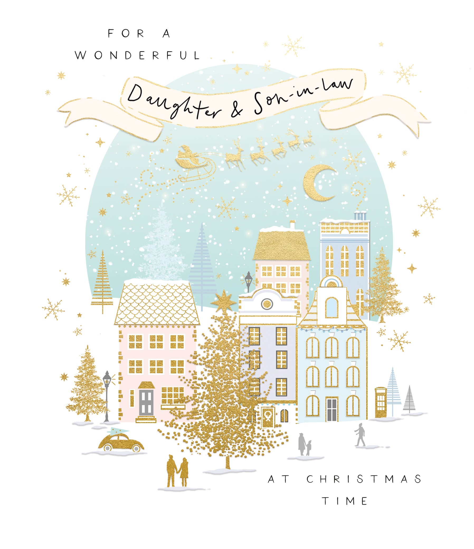 Snowy Town Daughter & Son-in-Law Christmas Card by penny black