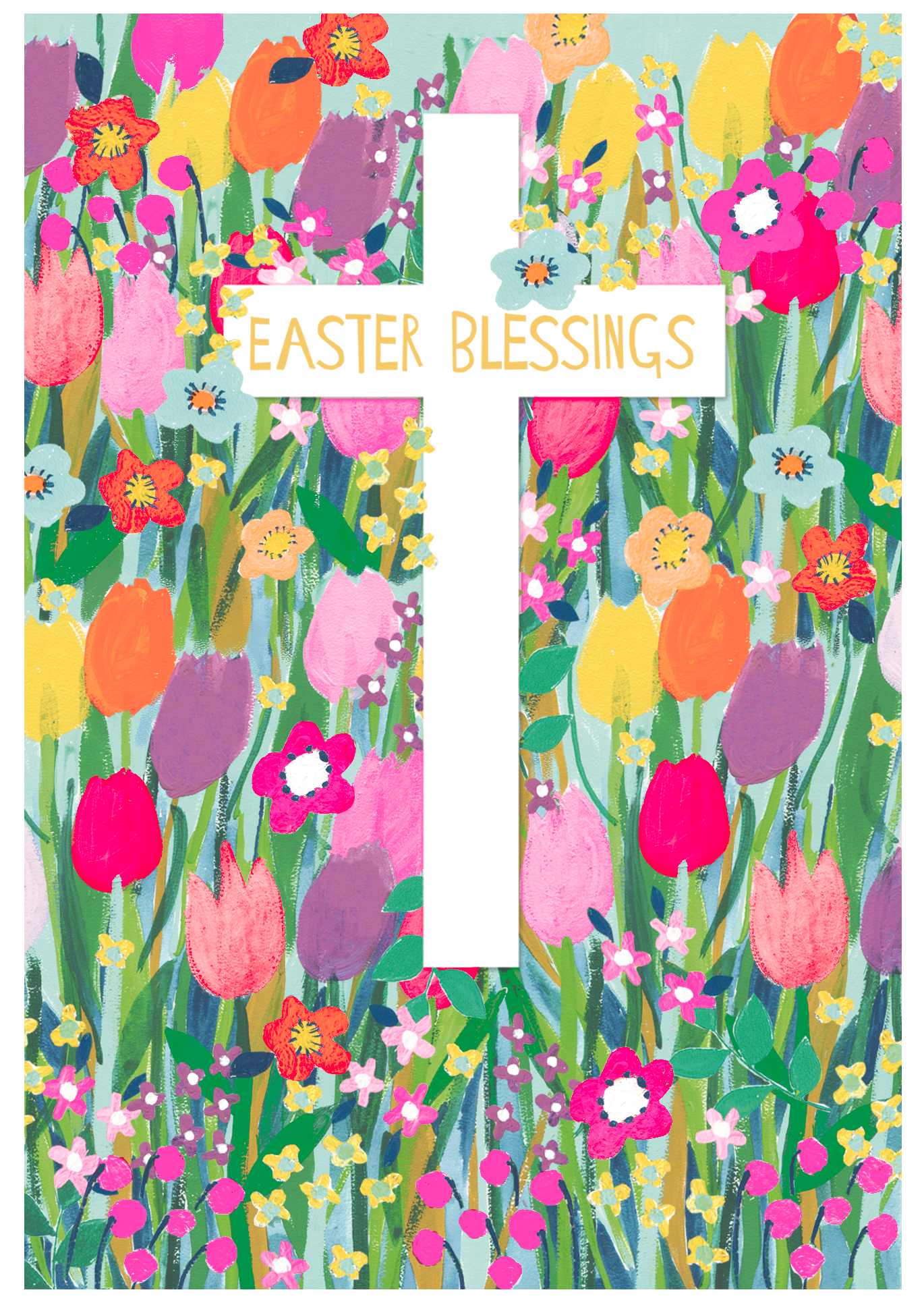 Painted Floral Cross Religious Easter Card by penny black