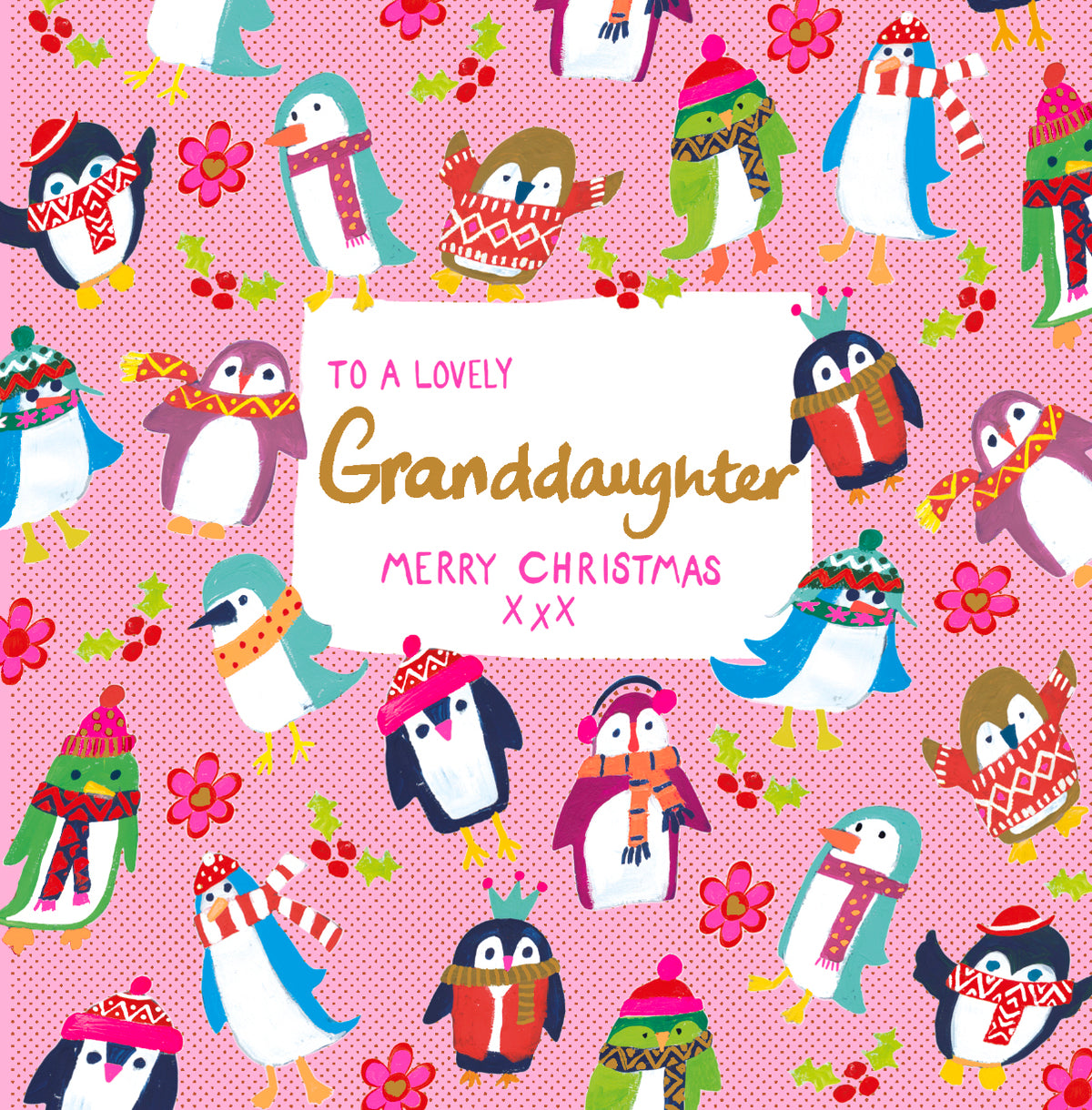 Cosy Penguins Lovely Granddaughter Christmas Card by penny black