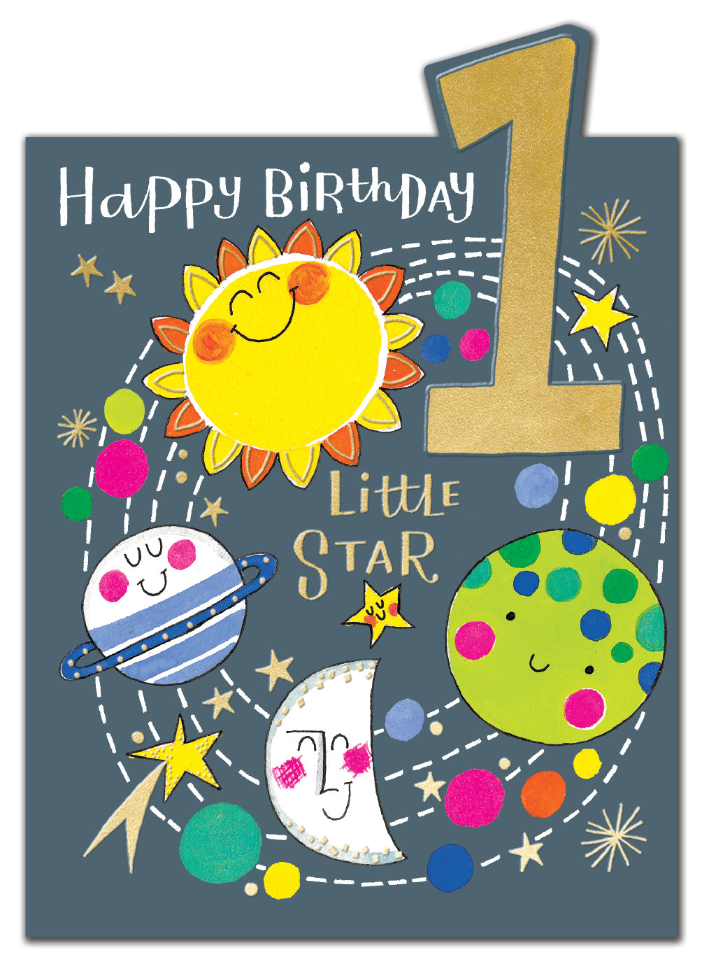 Age 1 Solar System Cut Out Birthday Card by penny black