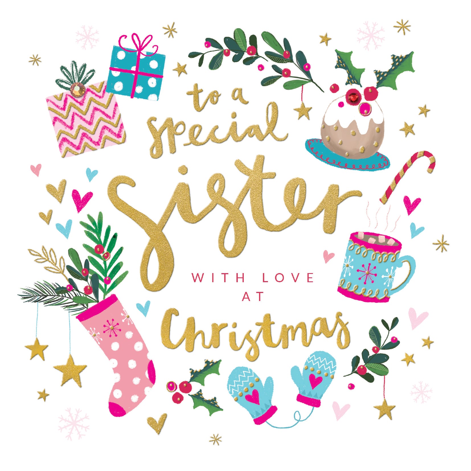 Special Sister Celebration Wreath Christmas Card by penny black