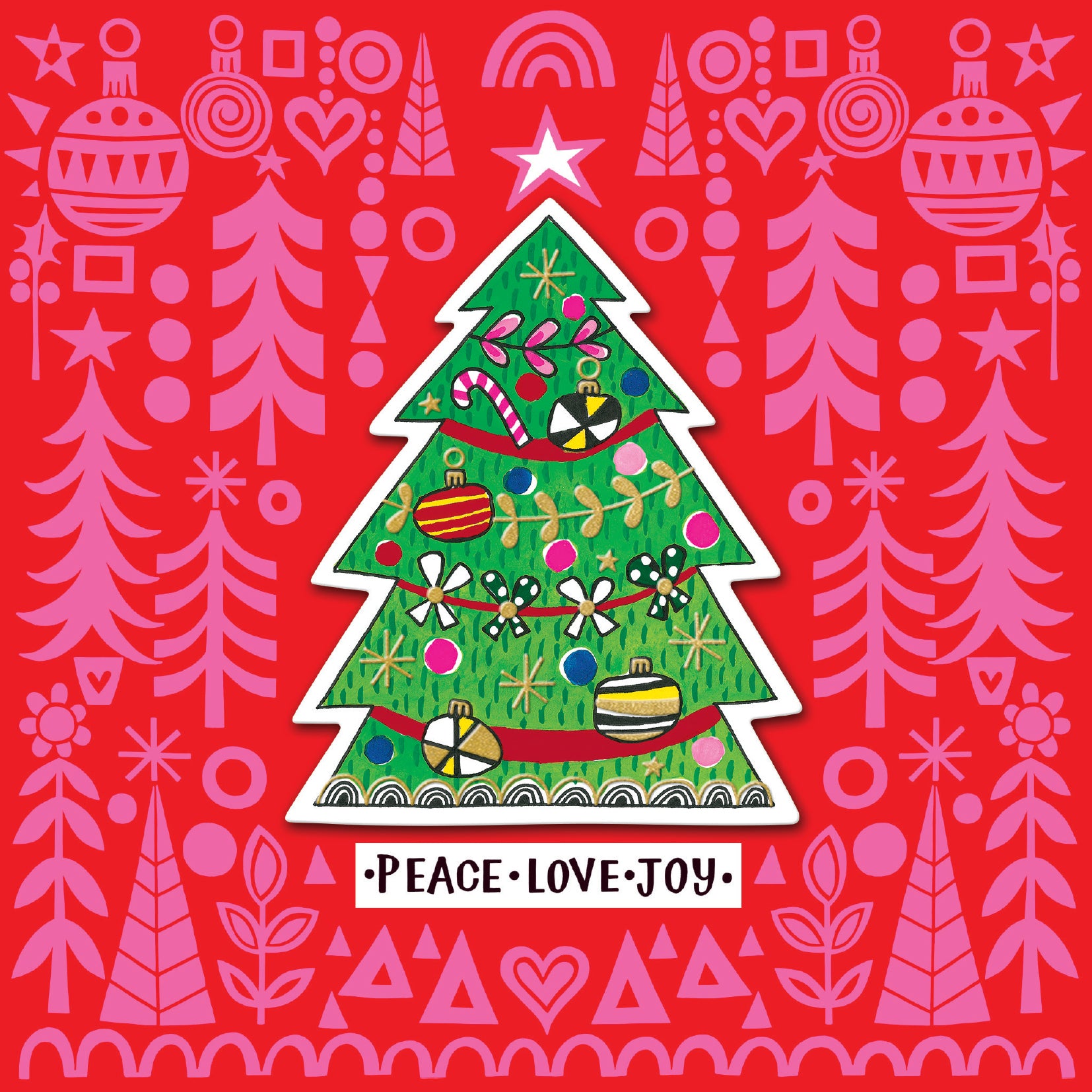 Peace Love Joy Embellished Christmas Card by penny black