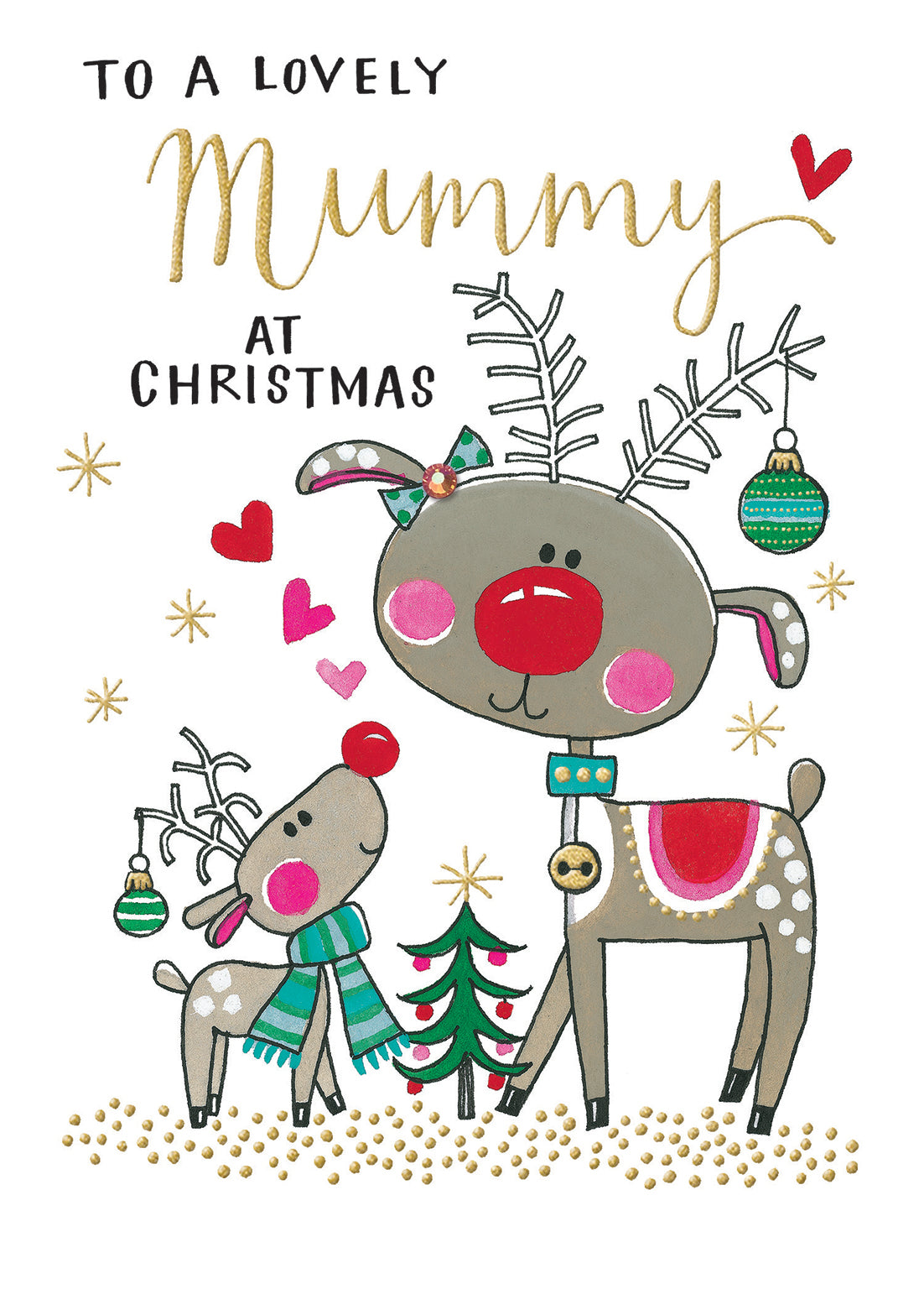 Lovely Mummy Embellished Reindeers Christmas Card by penny black