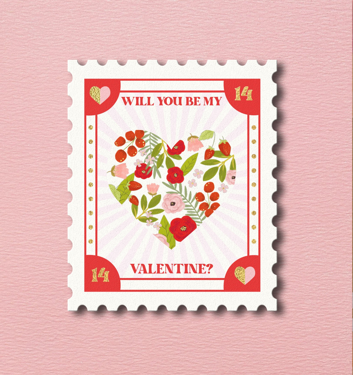 Be My Valentine Stamp Embellished Card by penny black