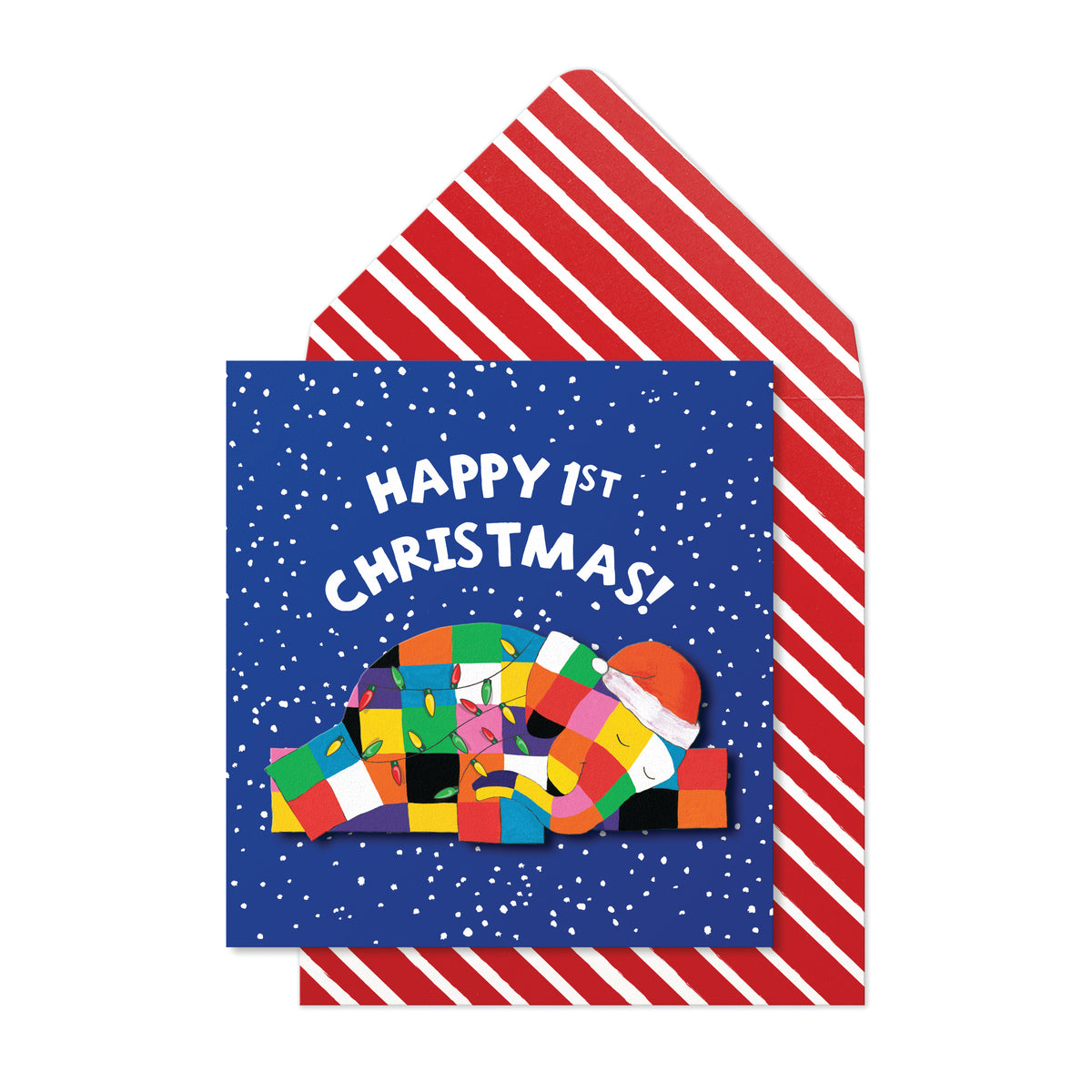 3D Elmer the Patchwork Elephant 1st Christmas Card by penny black