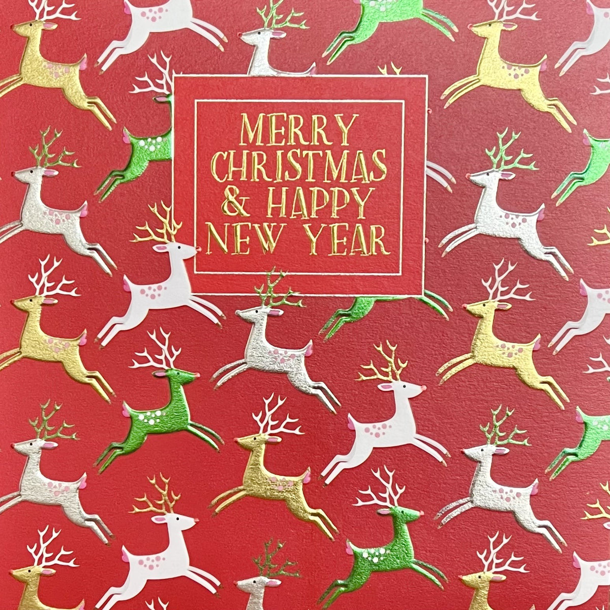 Metallic Leaping Reindeer Christmas Card by penny black