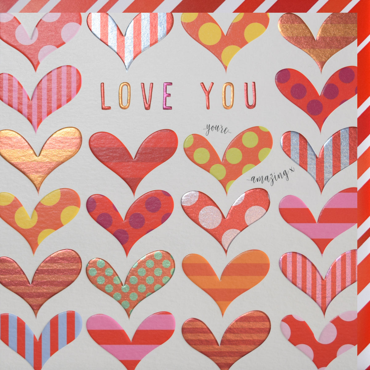 Love You Hearts Metallic Valentine&#39;s Day Card by penny black