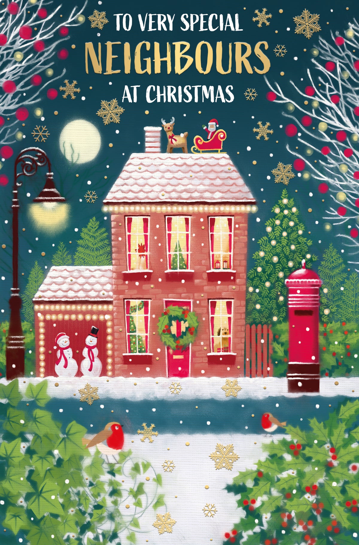 Special Neighbours Festive Lights Christmas Card by penny black