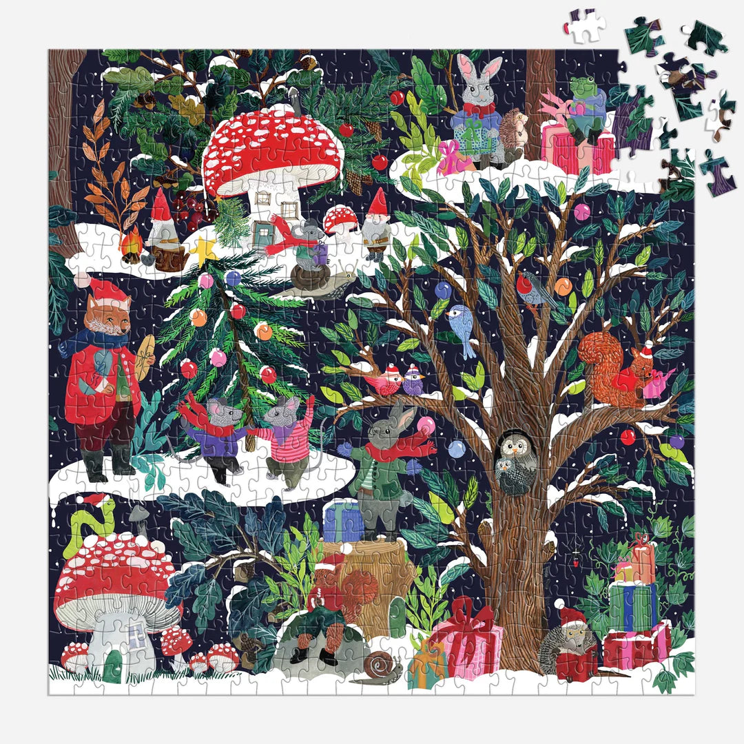 Yuletide Forest Christmas Jigsaw Puzzle 500pcs, showing pieces by penny black