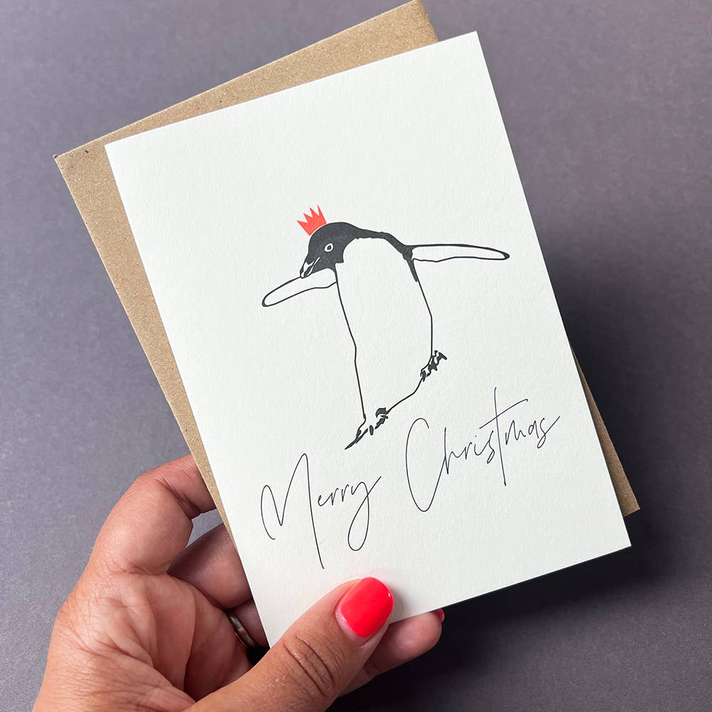 Playful Penguin Letterpress Christmas Card by penny black