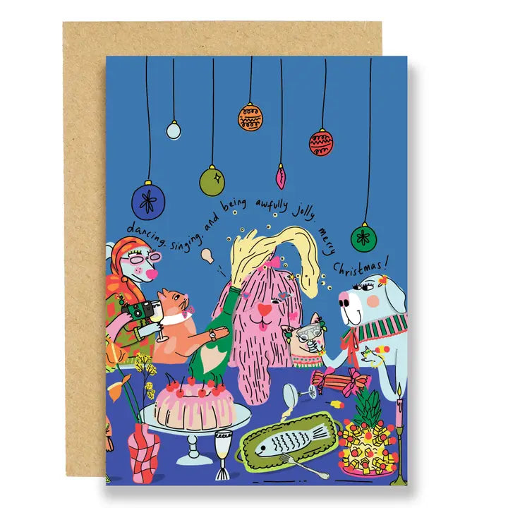 Awfully Jolly Pet Party Christmas Card with envelope by penny black