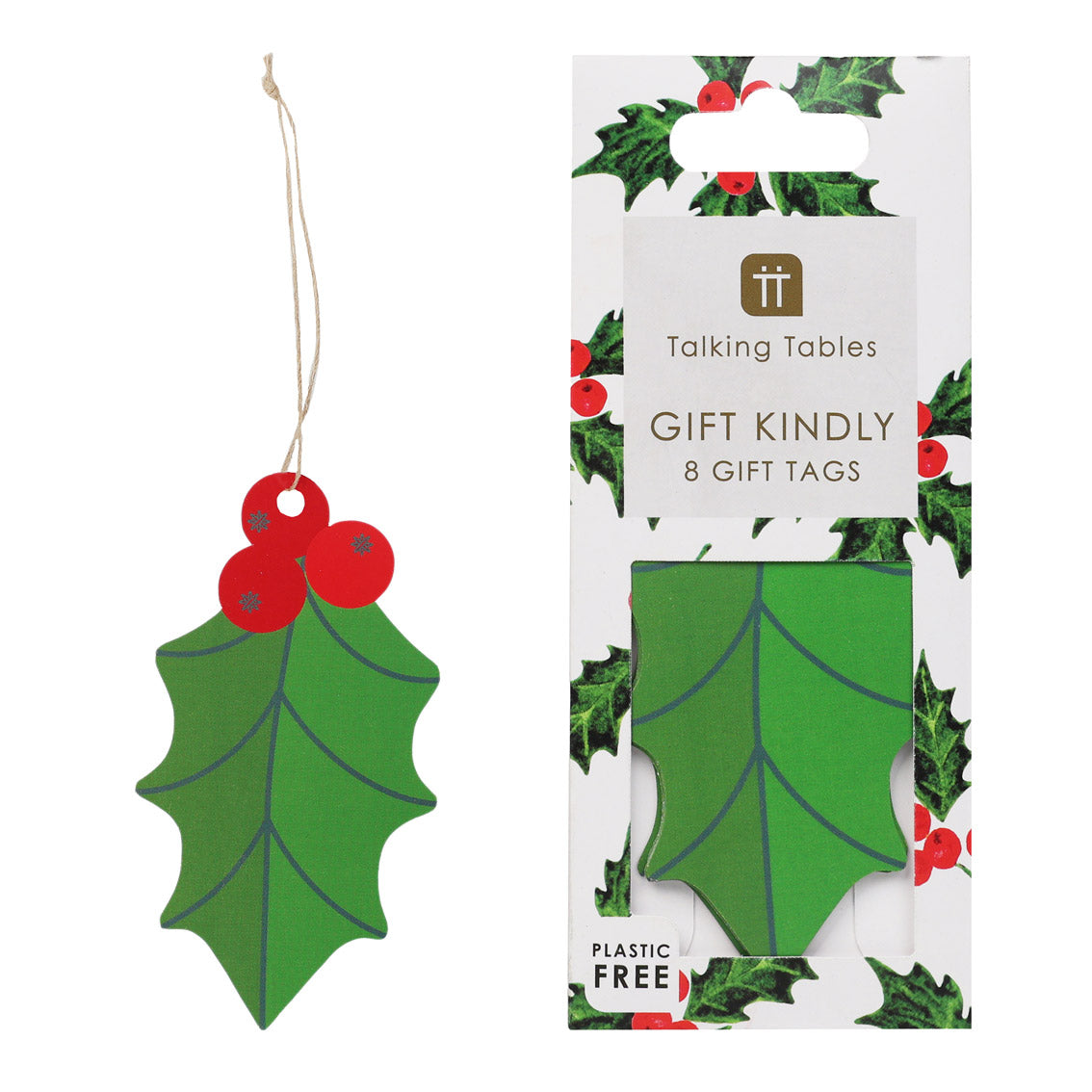 Holly Shape Christmas Gift Tags 8 Pk by penny black