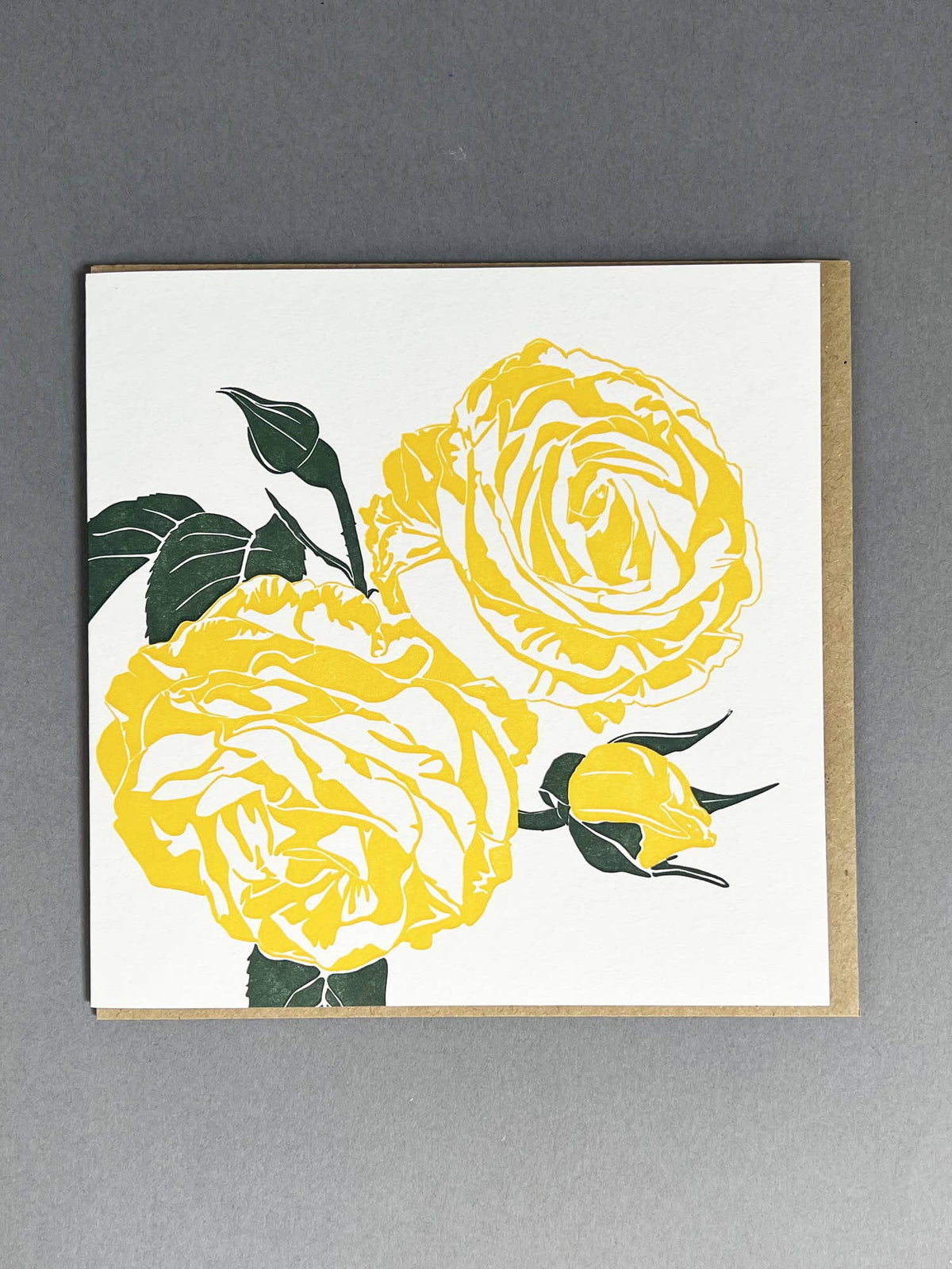 Yellow Rose Letterpress Card by penguin ink at penny black