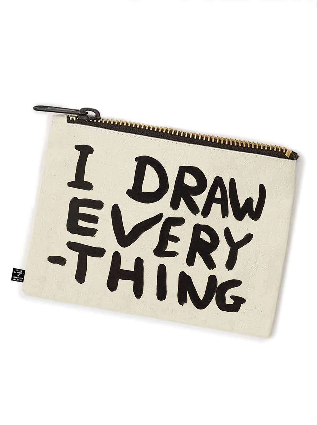 I Draw Everything David Shrigley Pencil Case showing front by penny black