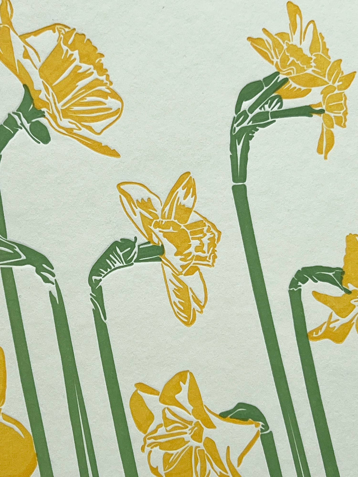 Daffodil Stems Letterpress Card close up by penguin ink at penny black