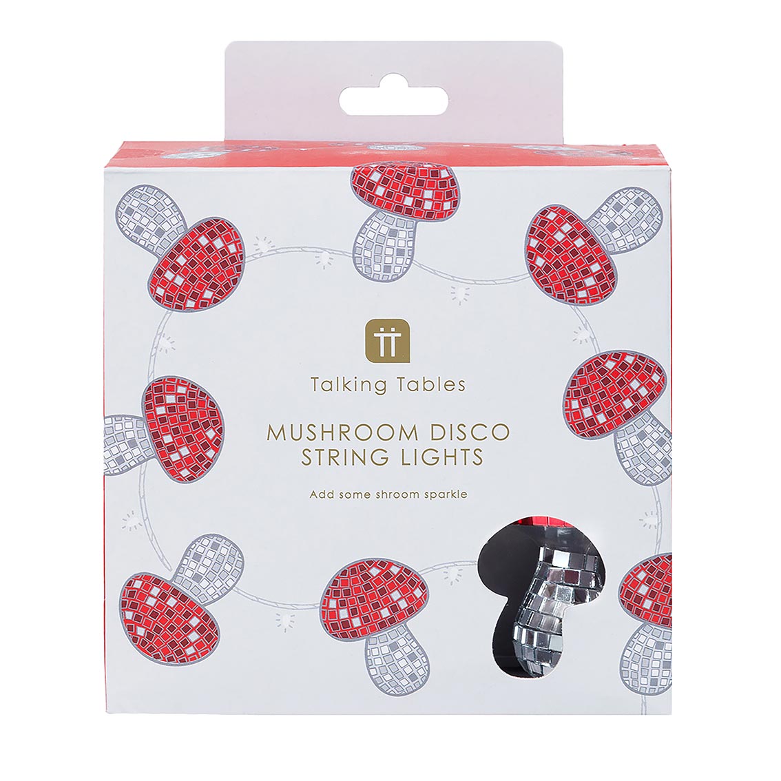 Midnight Forest Toadstool LED Disco String Lights in packaging by penny black