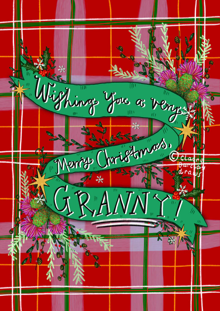 Very Merry Christmas Granny Scottish Card by penny black