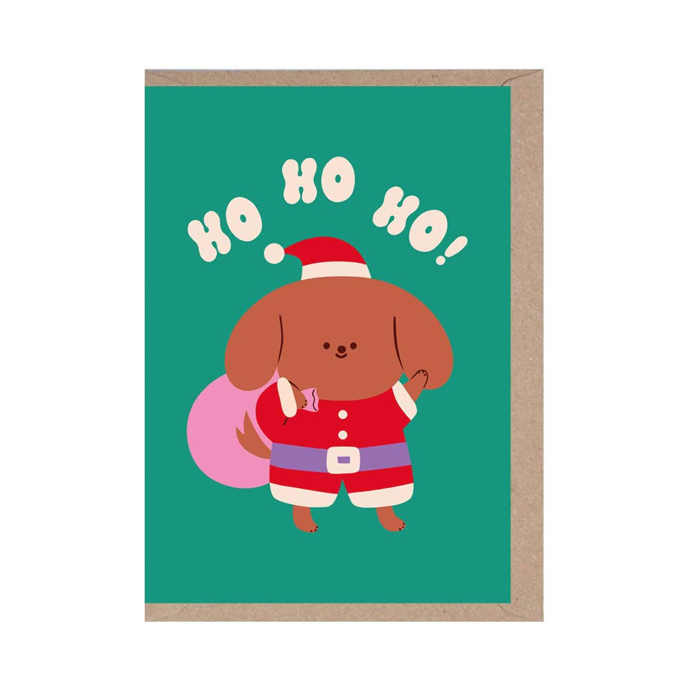 Ho Ho Ho Santa Pup Christmas Card by penny black