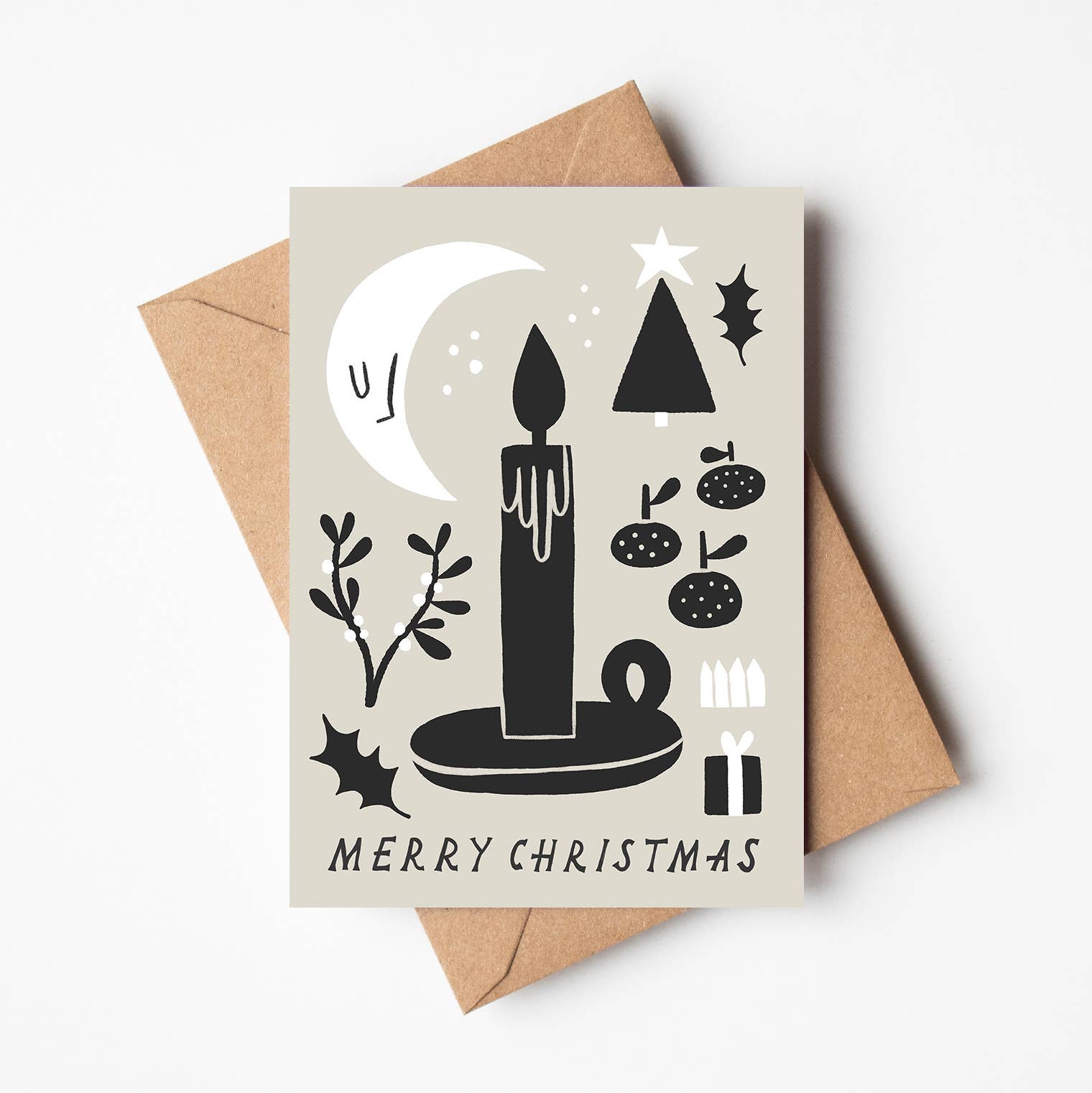 Black and White Gentle Candle Christmas Card by penny black