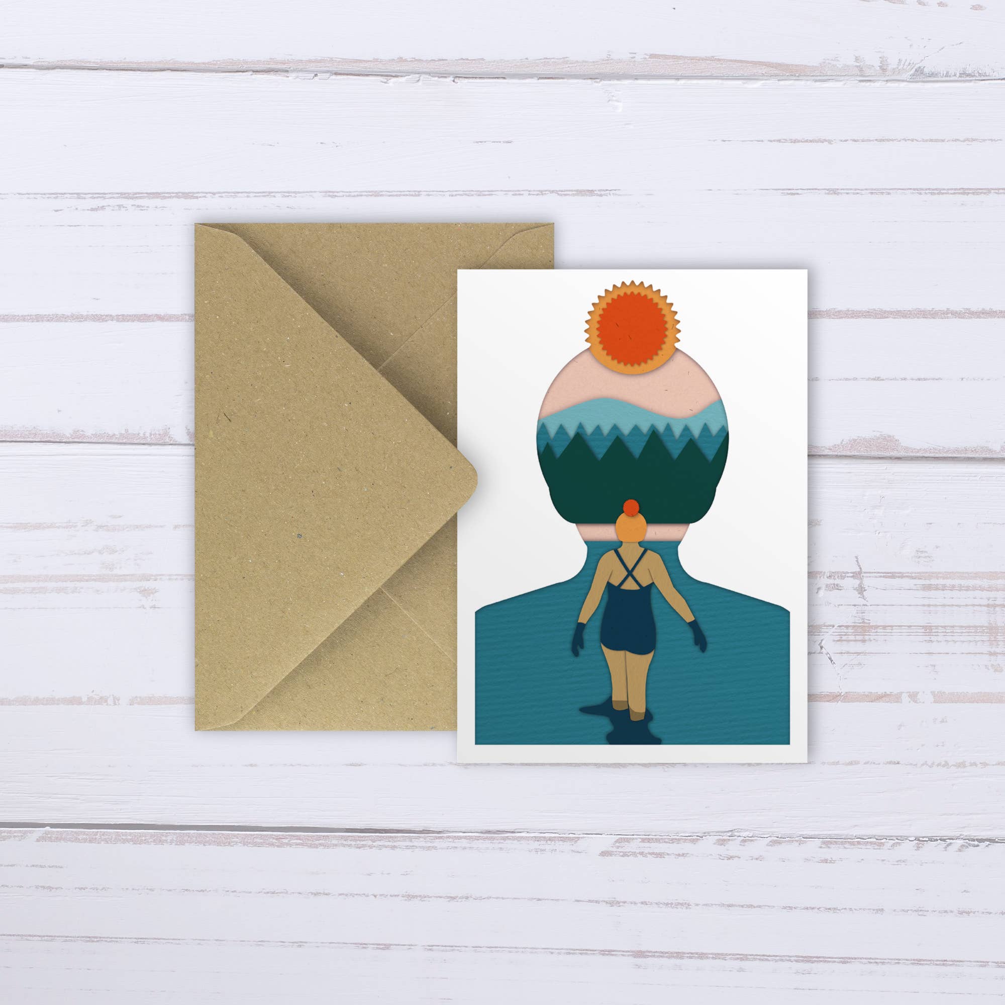 Lochside Bobble Hat Wild Swimming Card by penny black