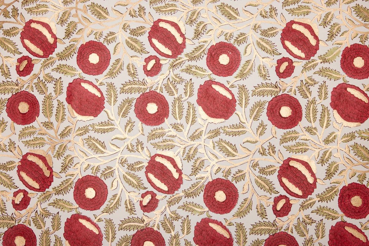 Marigold Scarlet Block Printed Wrapping Paper Sheet by penny black