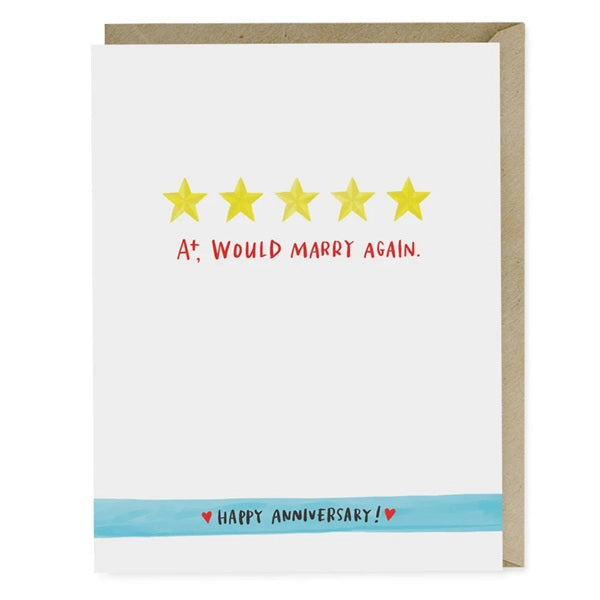 5 Star A Plus Marriage Wedding Anniversary Card by Em &amp; Friends at penny black