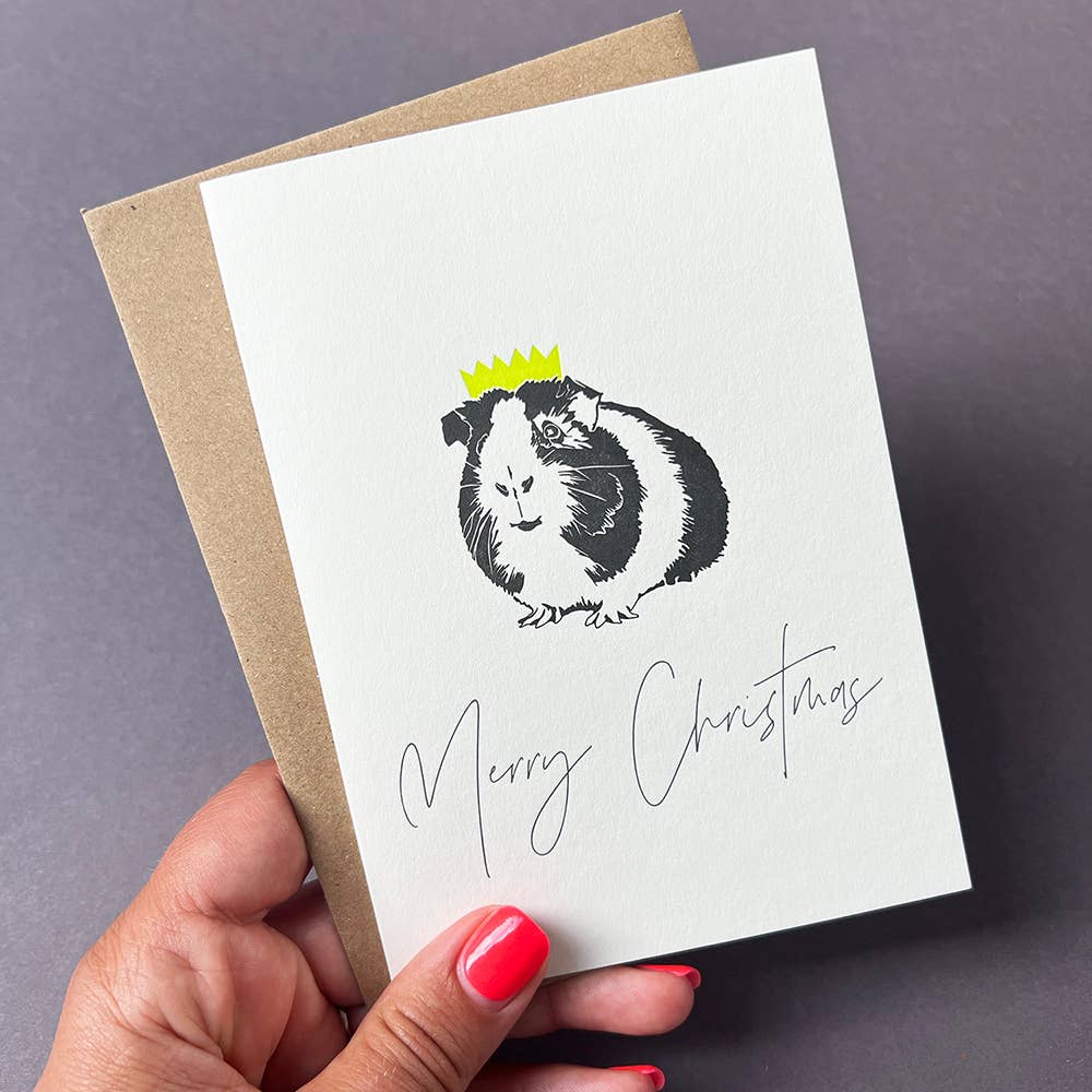 Party Guinea Pig Letterpress Christmas Card by penny black