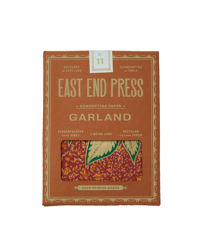 Christmas Puddings Screen Printed Concertina Garland in packaging by east end press at penny black