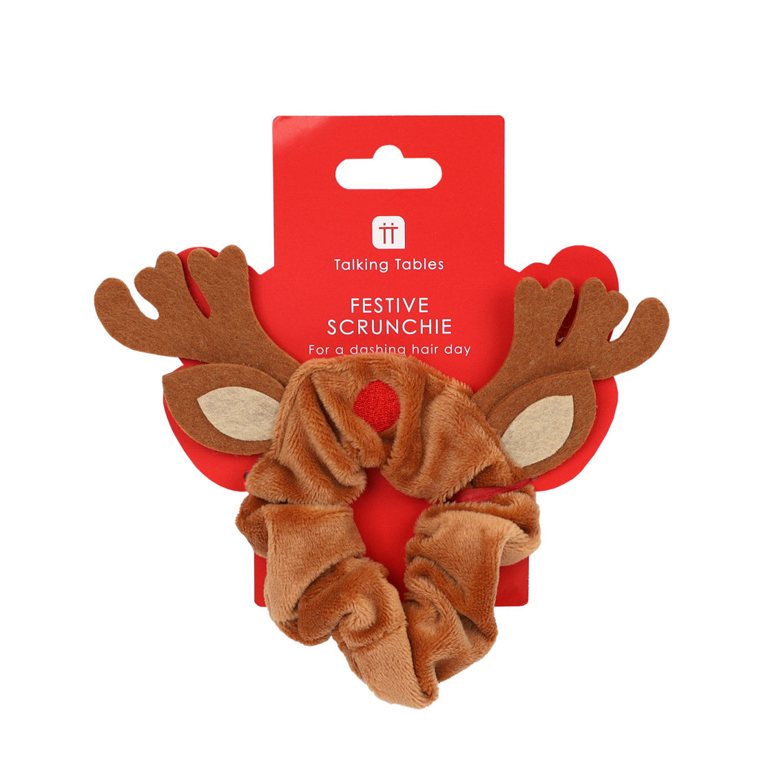 Christmas Reindeer Hair Scrunchie in packaging by penny black