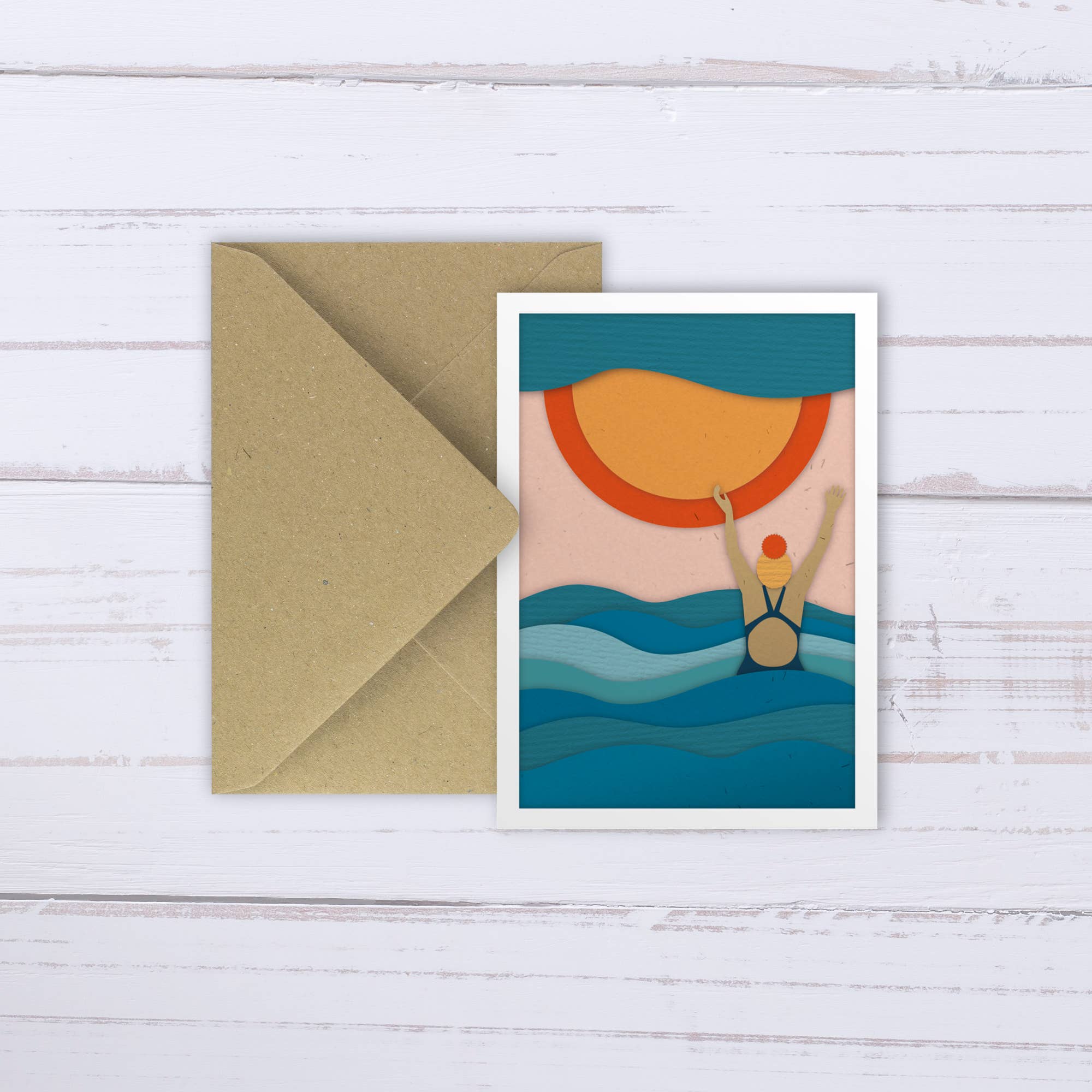 Sea & Wave Collage Wild Swimming Card by penny black