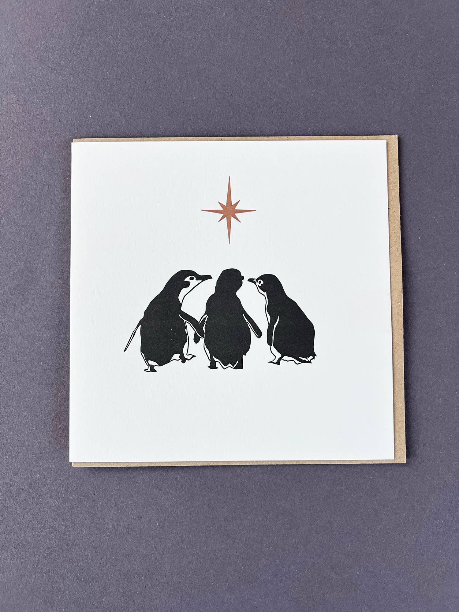 Three Wise Penguins Letterpress Christmas Card by penny black