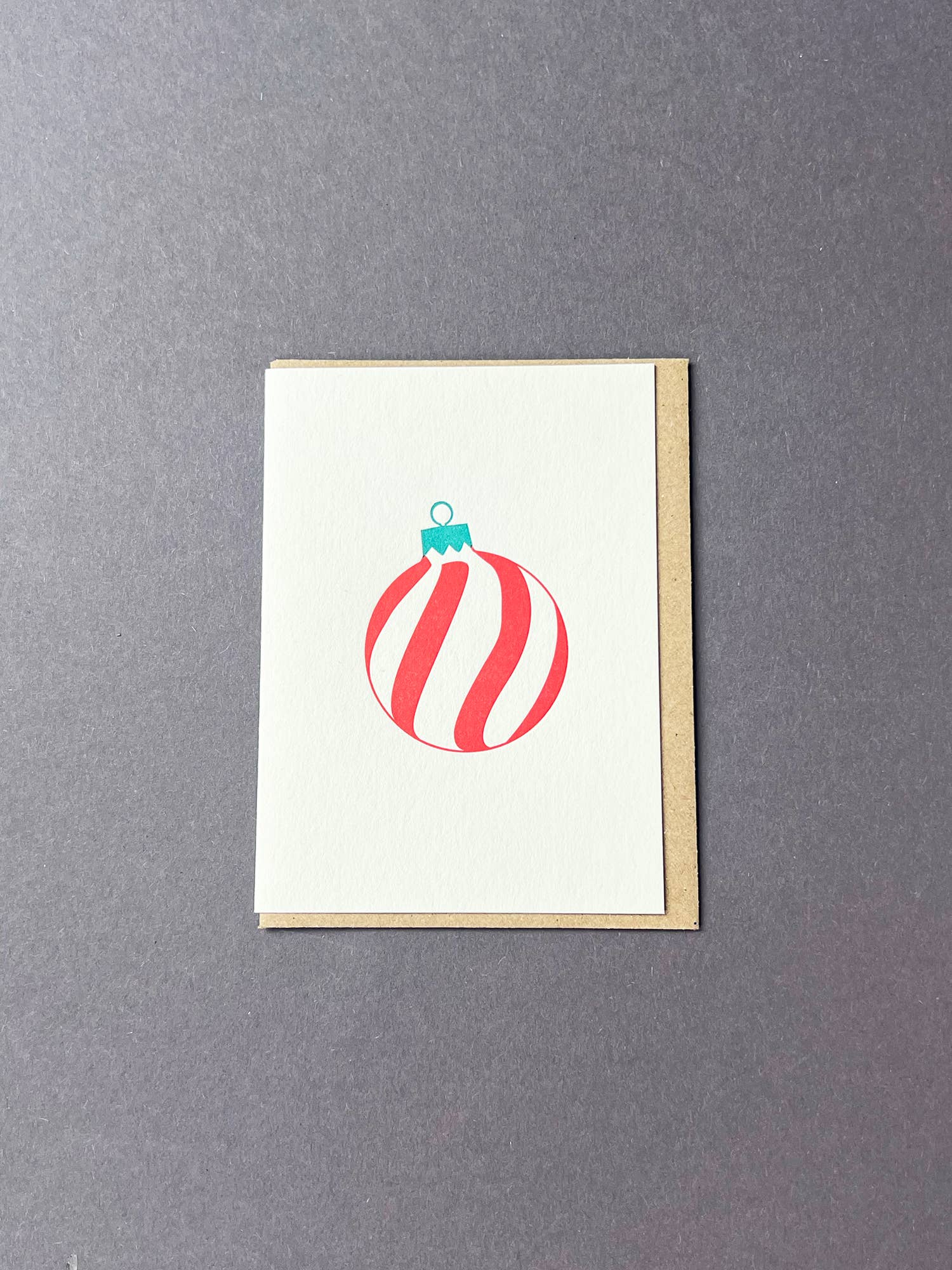 Red & Green Spiral Bauble Little Letterpress Christmas Notecard by penny black