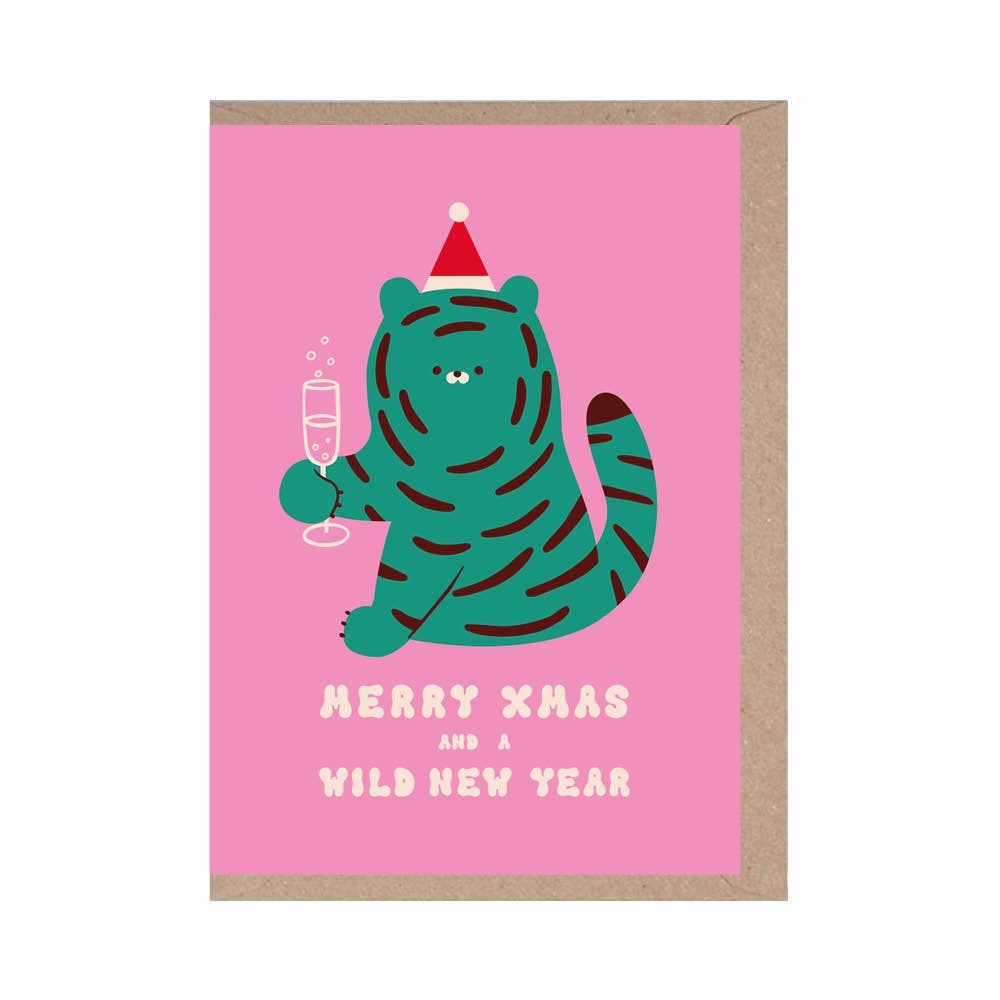 Merry Xmas And a Wild New Year Festive Tiger Card by penny black