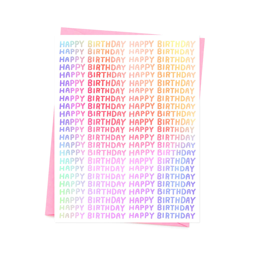 Rainbow Hot Foil Repeat Birthday Card