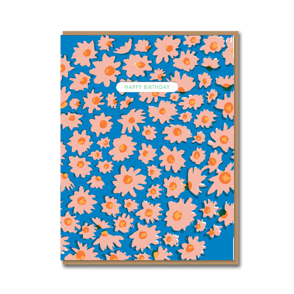 Peach Daisy Patch Cut Out Birthday Card