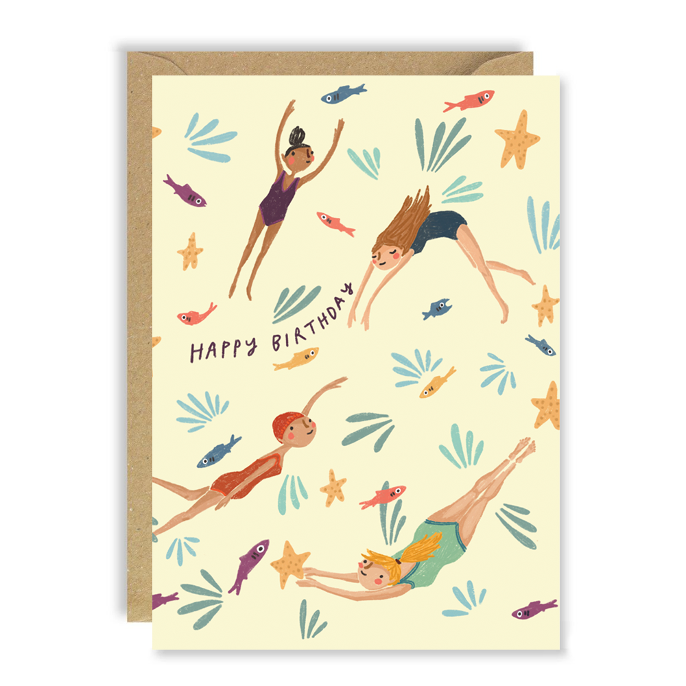 Swimming Sealife Birthday Card